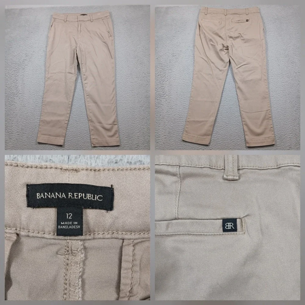 Banana Republic Chino Pants Womens‎ 12 Tan Khaki Slim Ankle